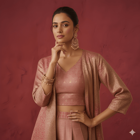 Pink V Neck Viscose 3PCS Set