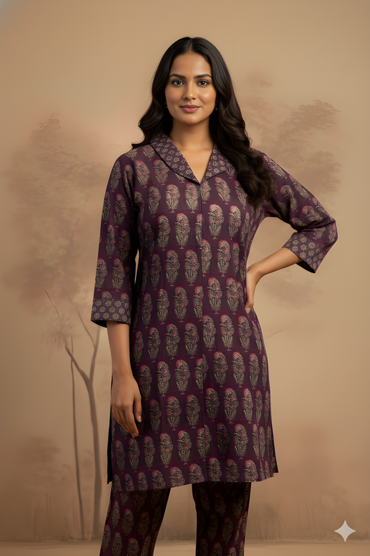 Purple Collard Silk Cord Set