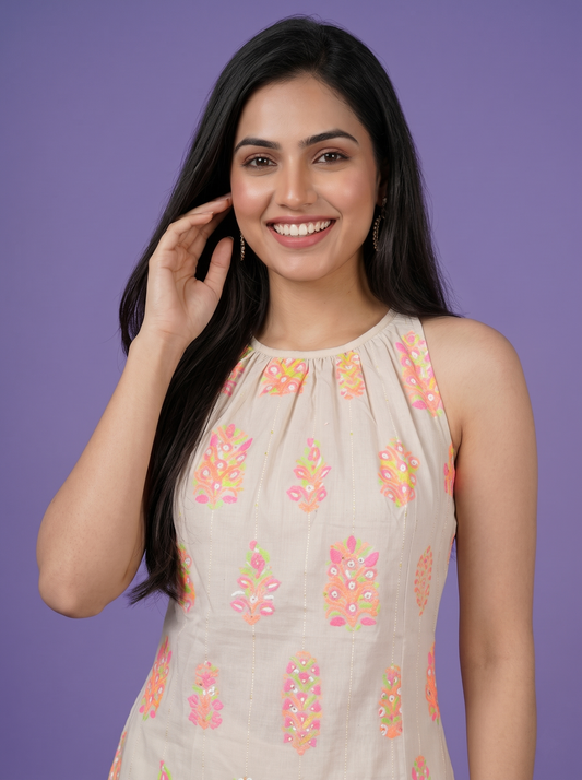 Neon Kurta Set - Cotton Linen