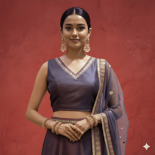 Purple V Neck Silk 3PCS Set