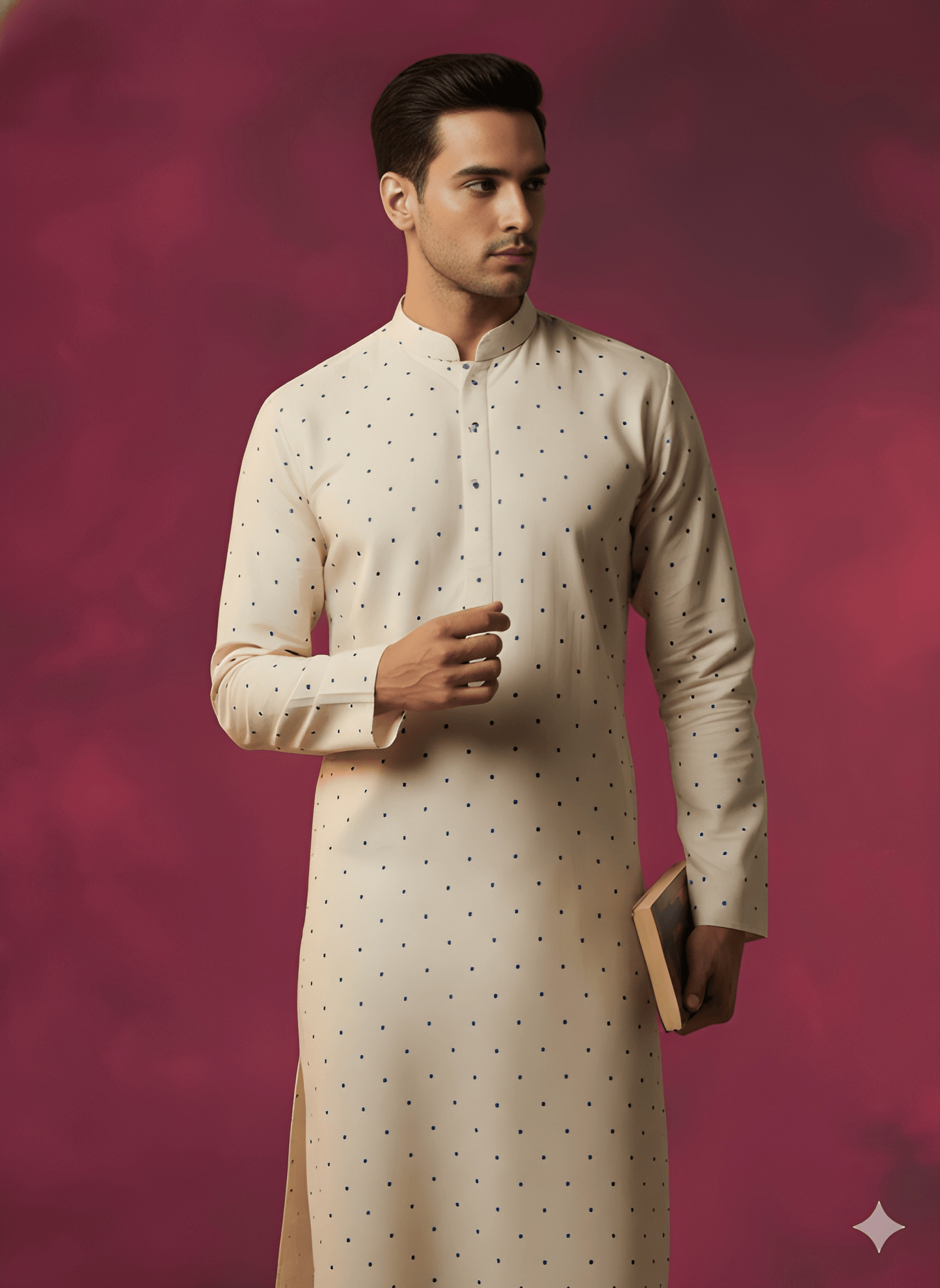 White Mandarin Viscose Kurta