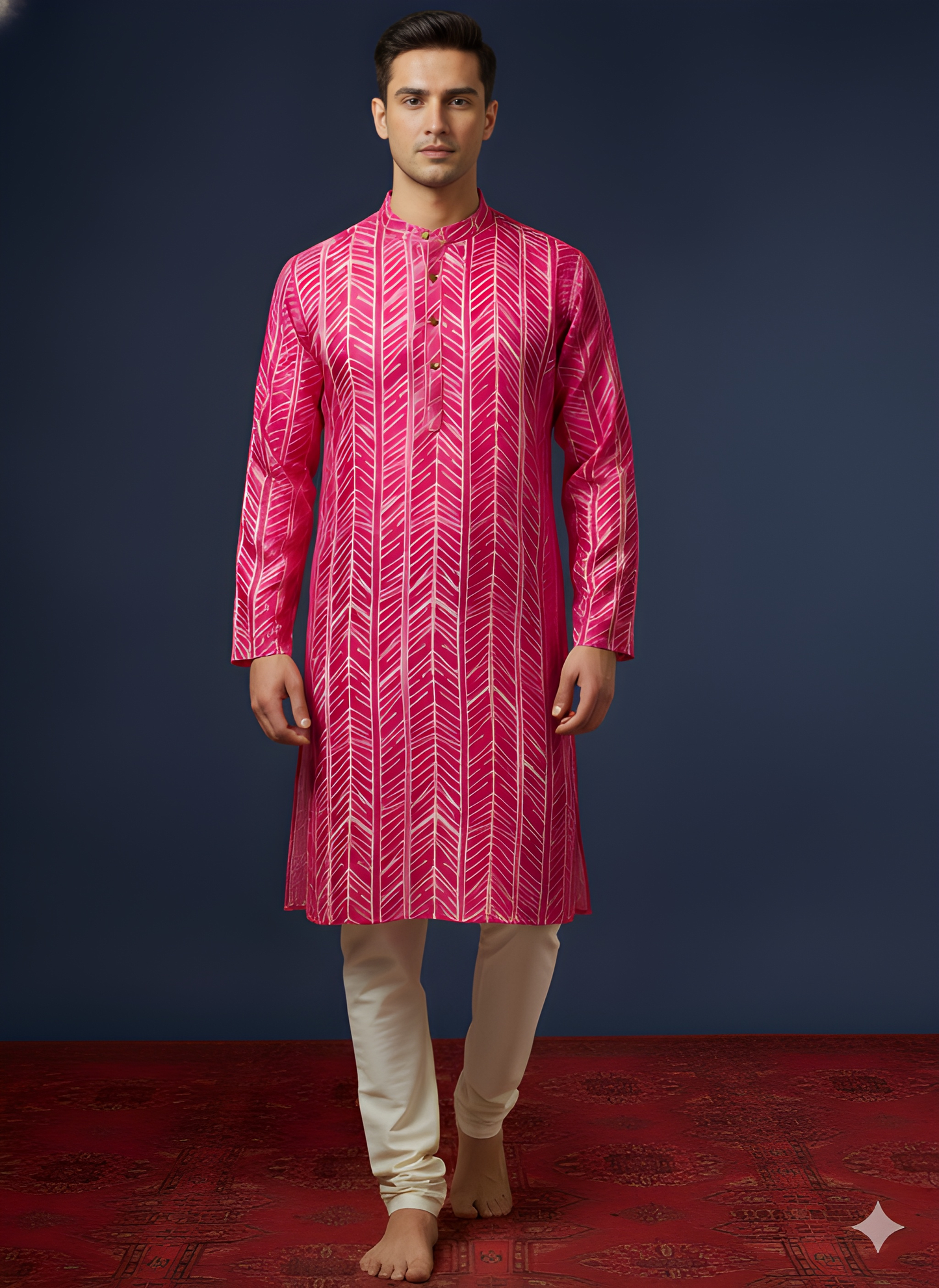 Pink Mandarin Cotton Kurta