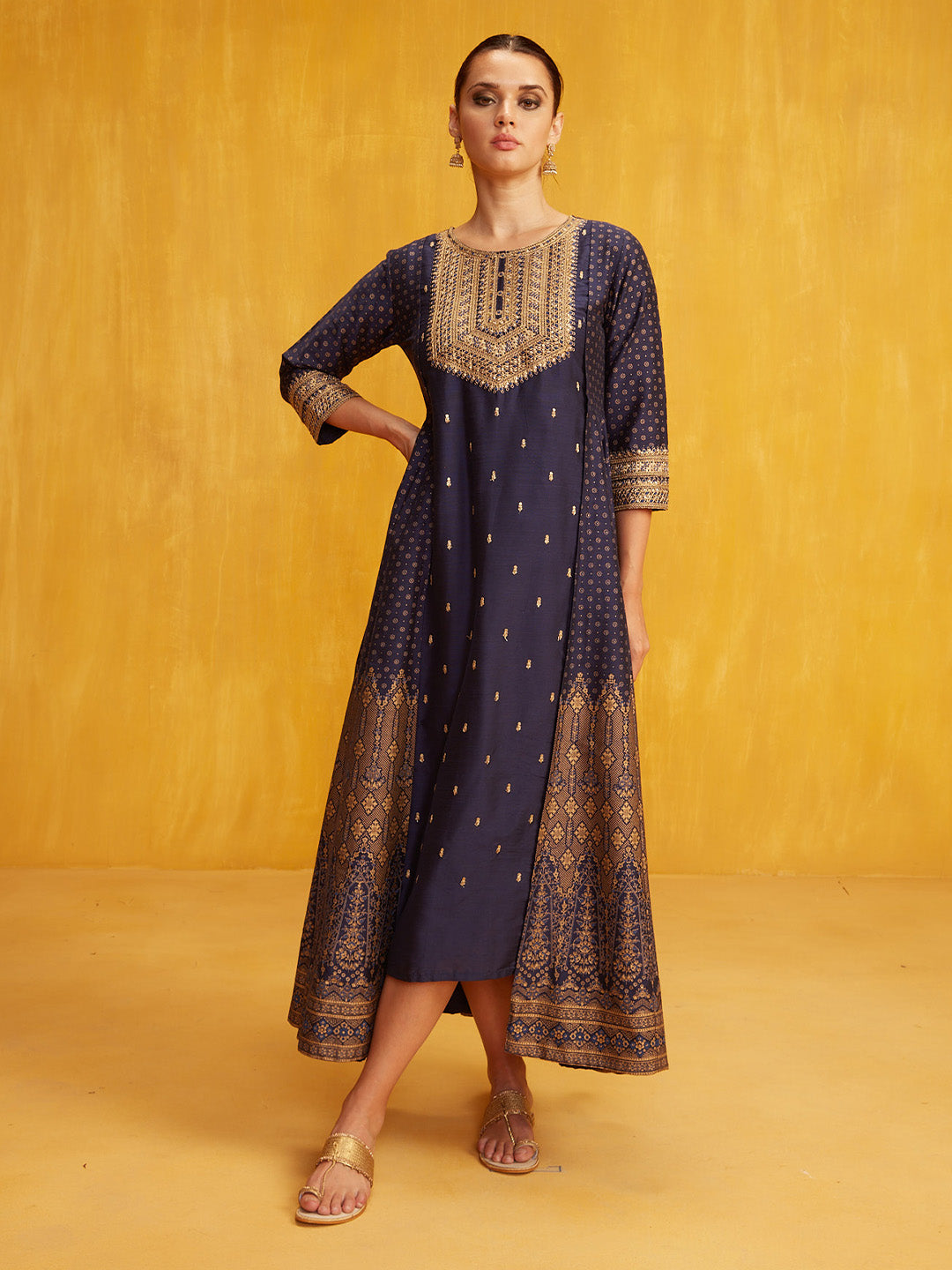 Span Blue Silk Festive Gown