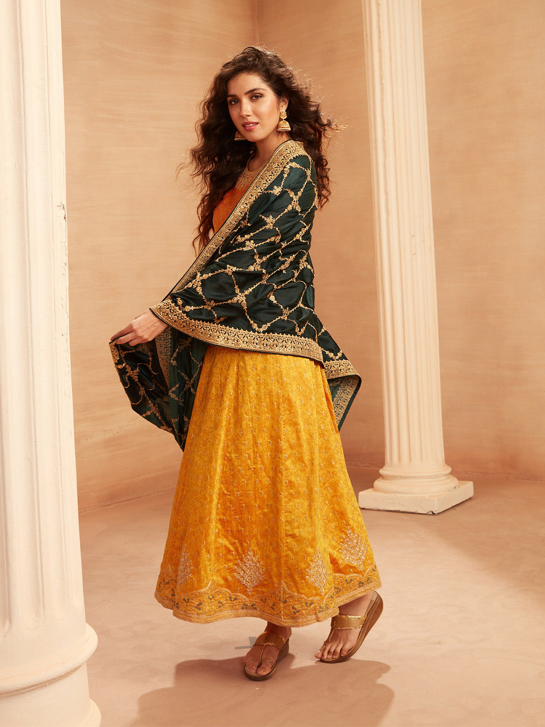 Span Yellow Silk Festive Gown