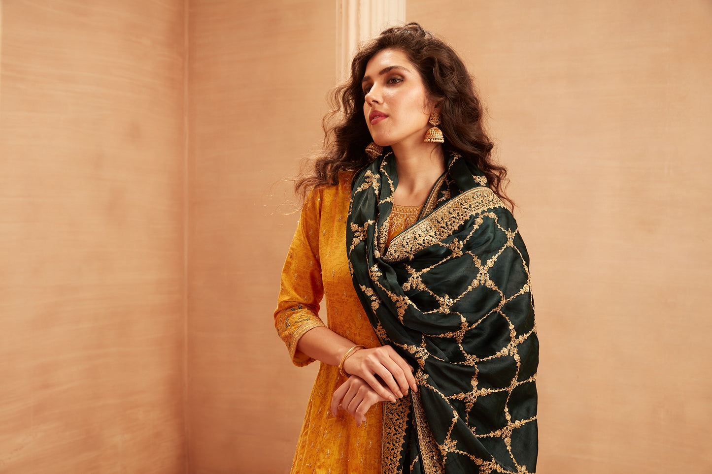 Span Yellow Silk Festive Gown