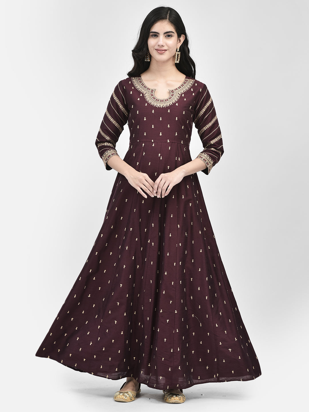 Span Wine Silk Festive Gown