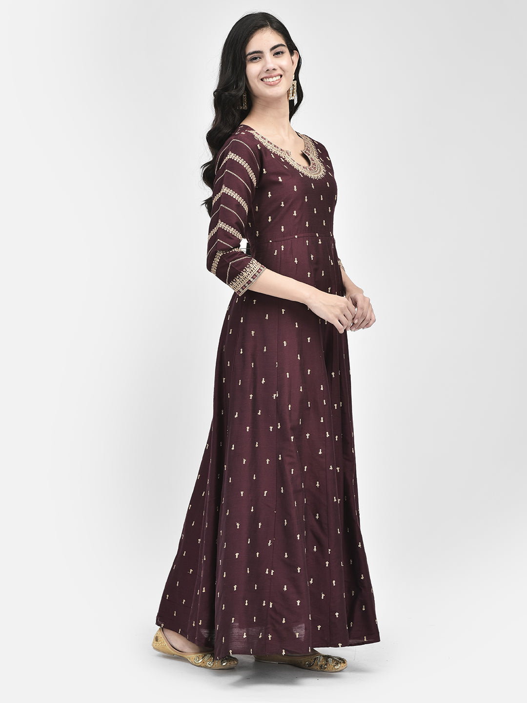 Span Wine Silk Festive Gown