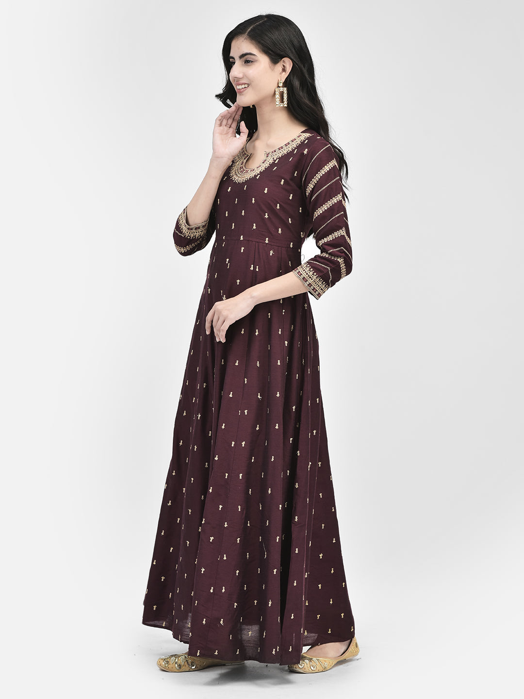 Span Wine Silk Festive Gown