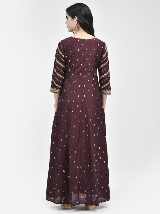 Span Wine Silk Festive Gown