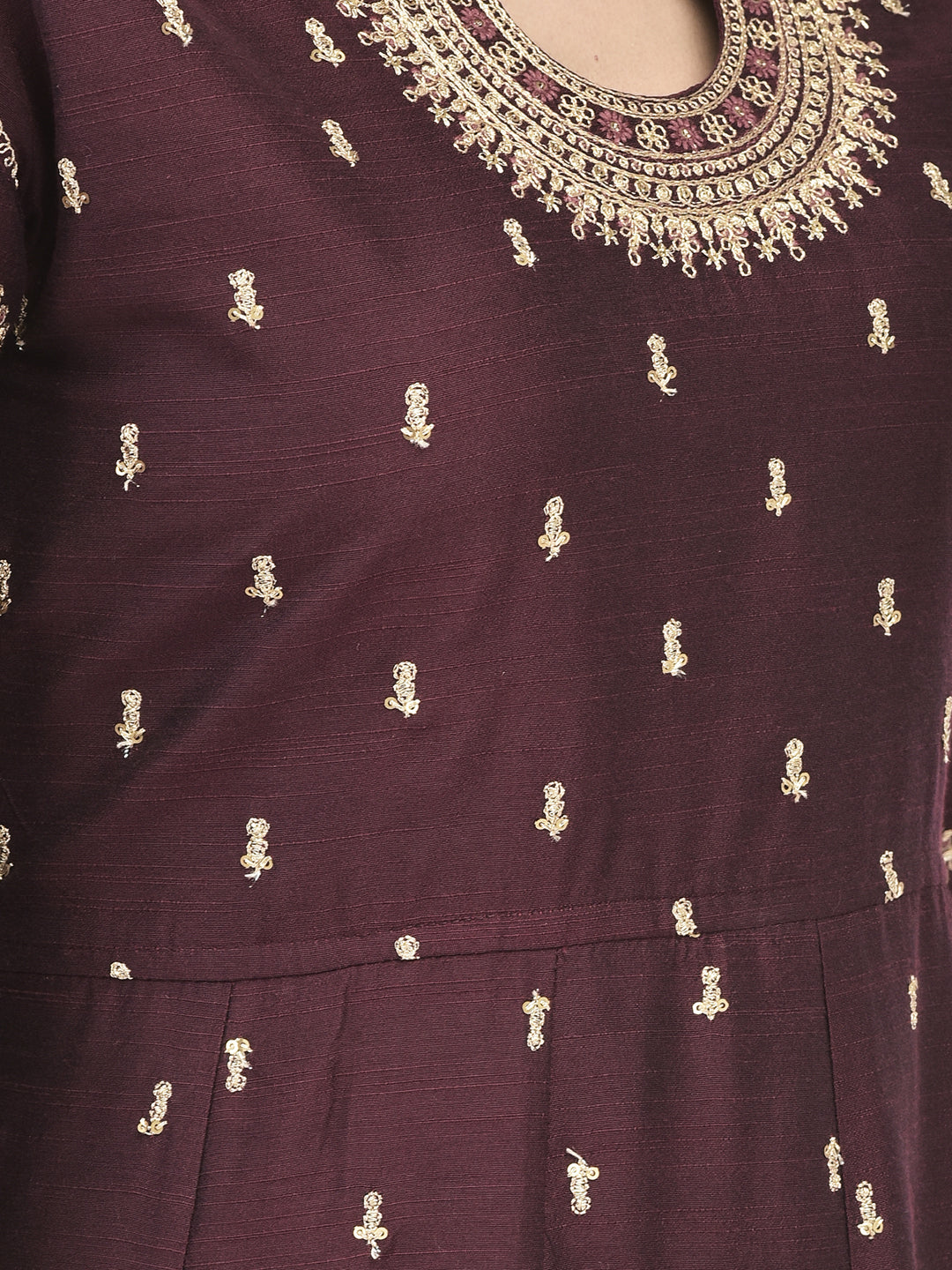 Span Wine Silk Festive Gown