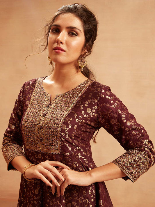 Span Wine Silk Festive Gown