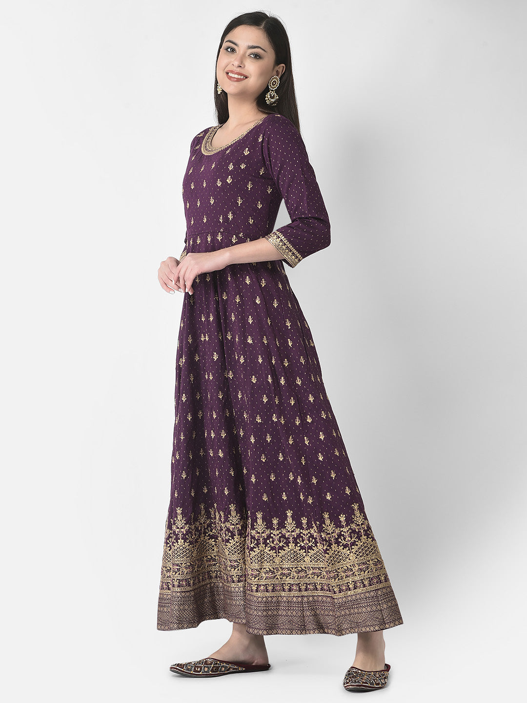 Span Purple Silk Festive Gown