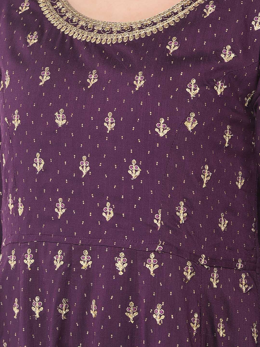 Span Purple Silk Festive Gown
