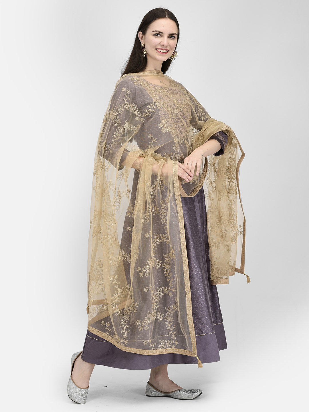 Span Purple Silk Festive Gown