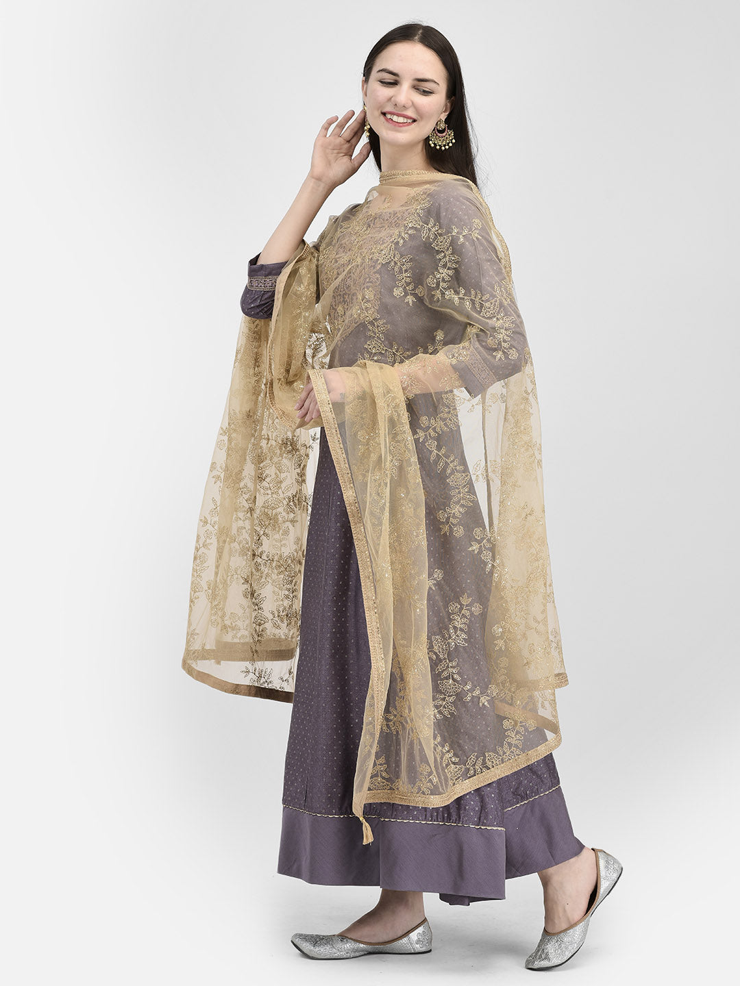 Span Purple Silk Festive Gown