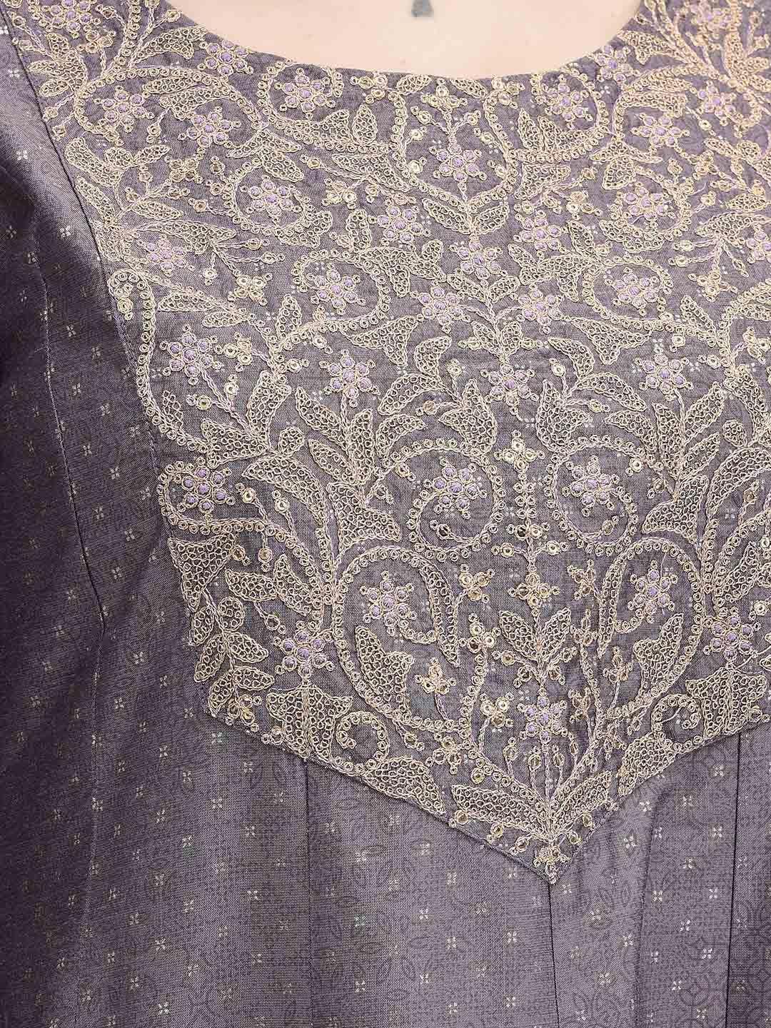 Span Purple Silk Festive Gown
