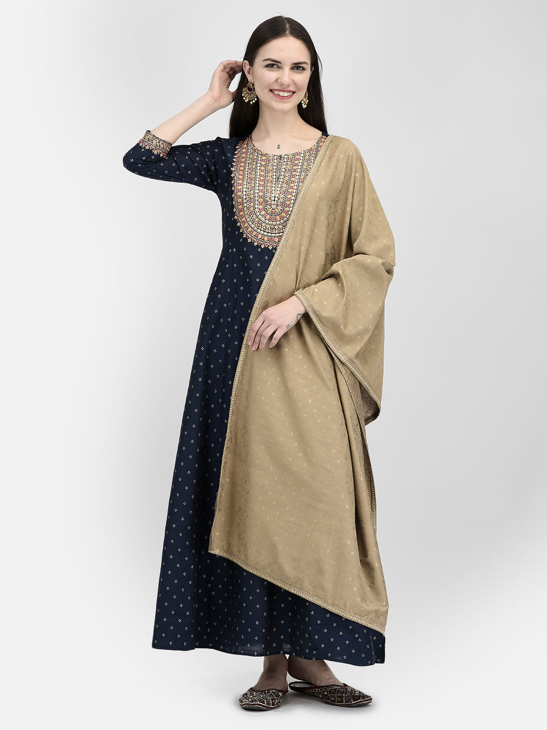 Span Blue Silk Festive Gown