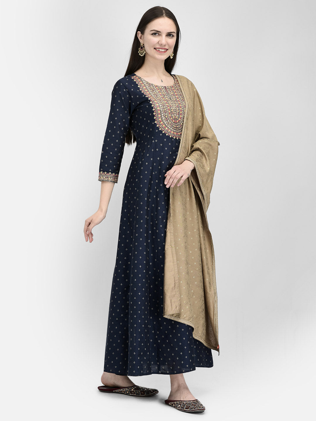 Span Blue Silk Festive Gown