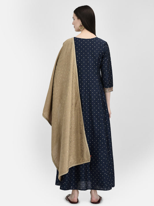 Span Blue Silk Festive Gown