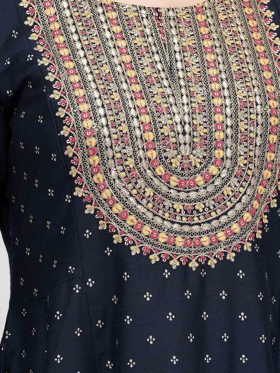 Span Blue Silk Festive Gown