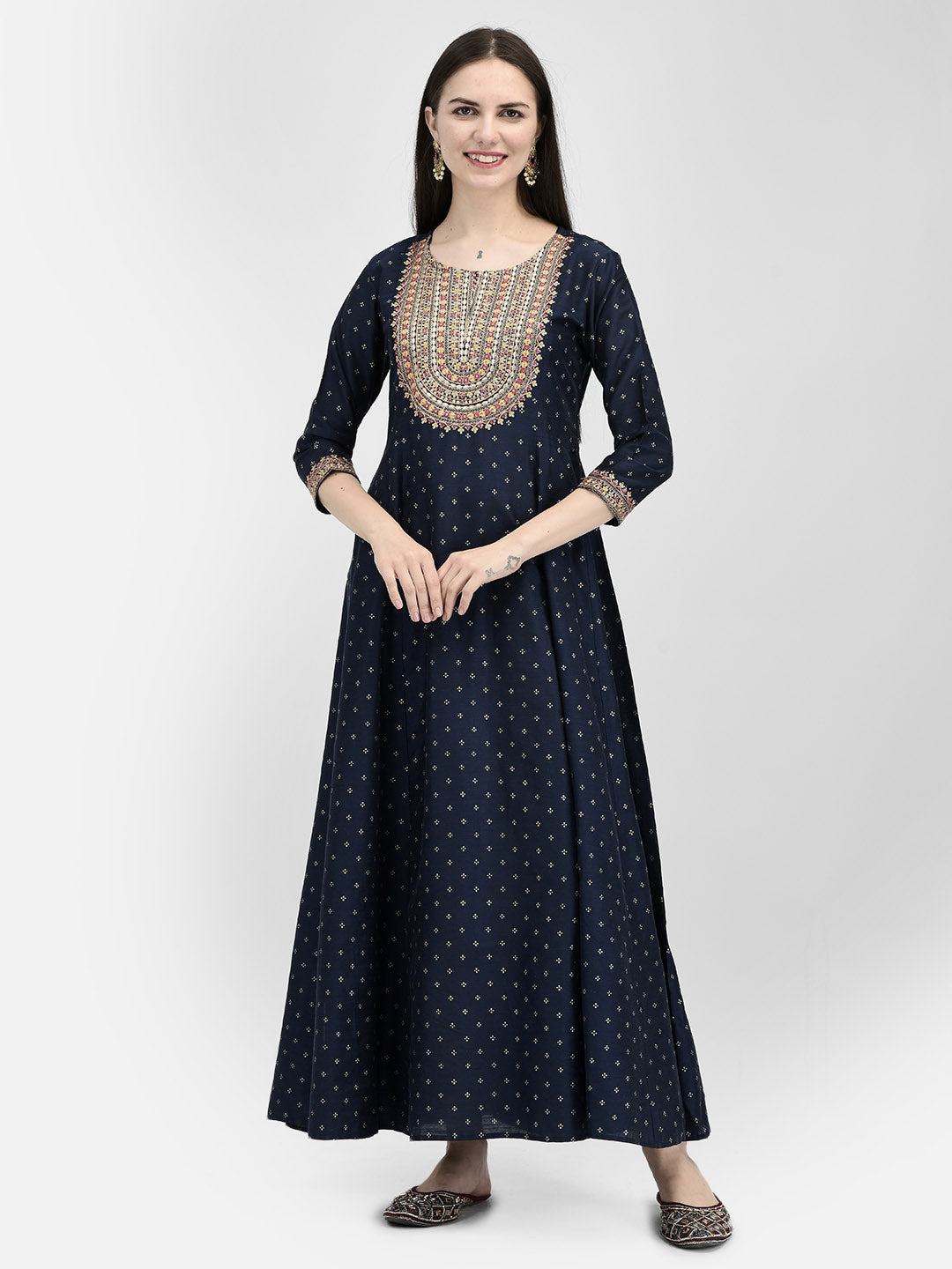 Span Blue Silk Festive Gown