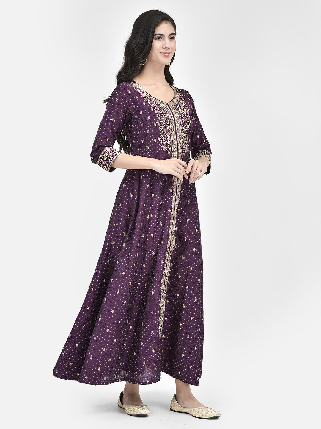 Span Purple Silk Festive Gown