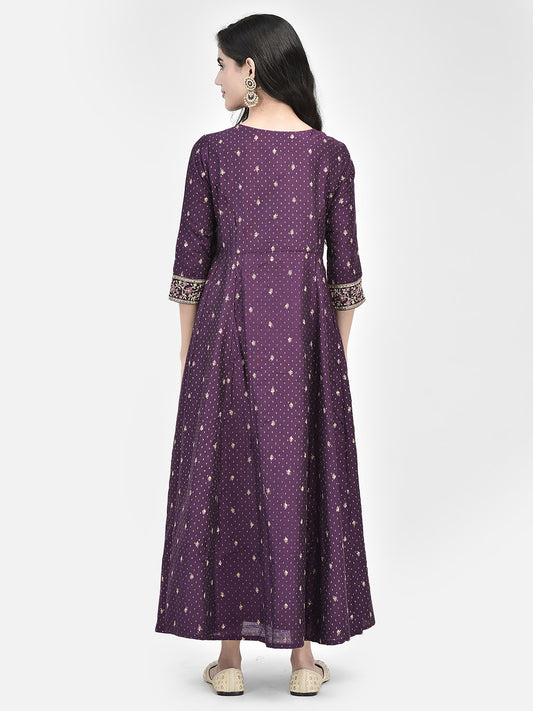Span Purple Silk Festive Gown