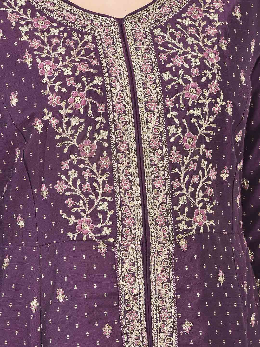 Span Purple Silk Festive Gown