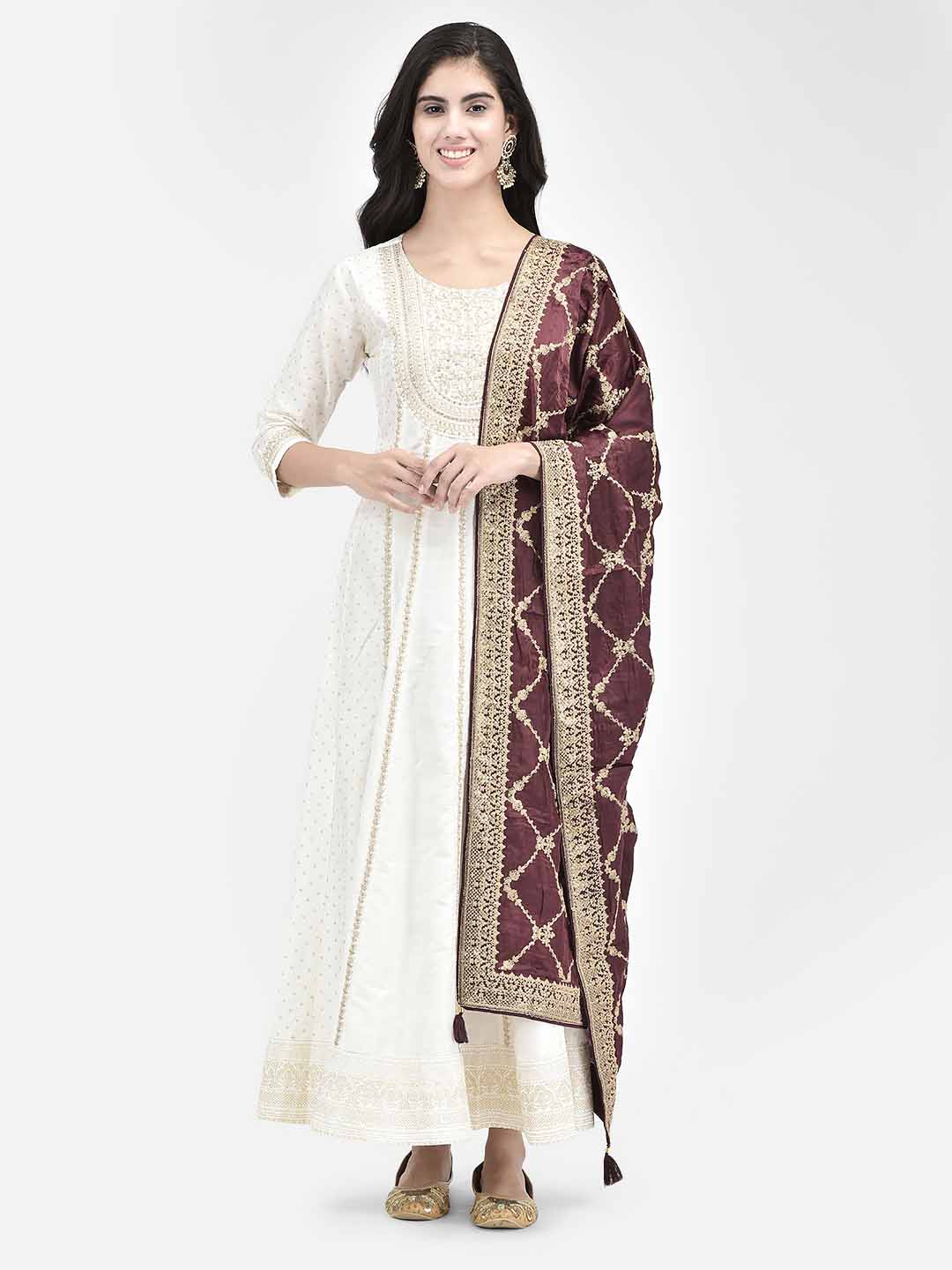 Span White Silk Festive Gown