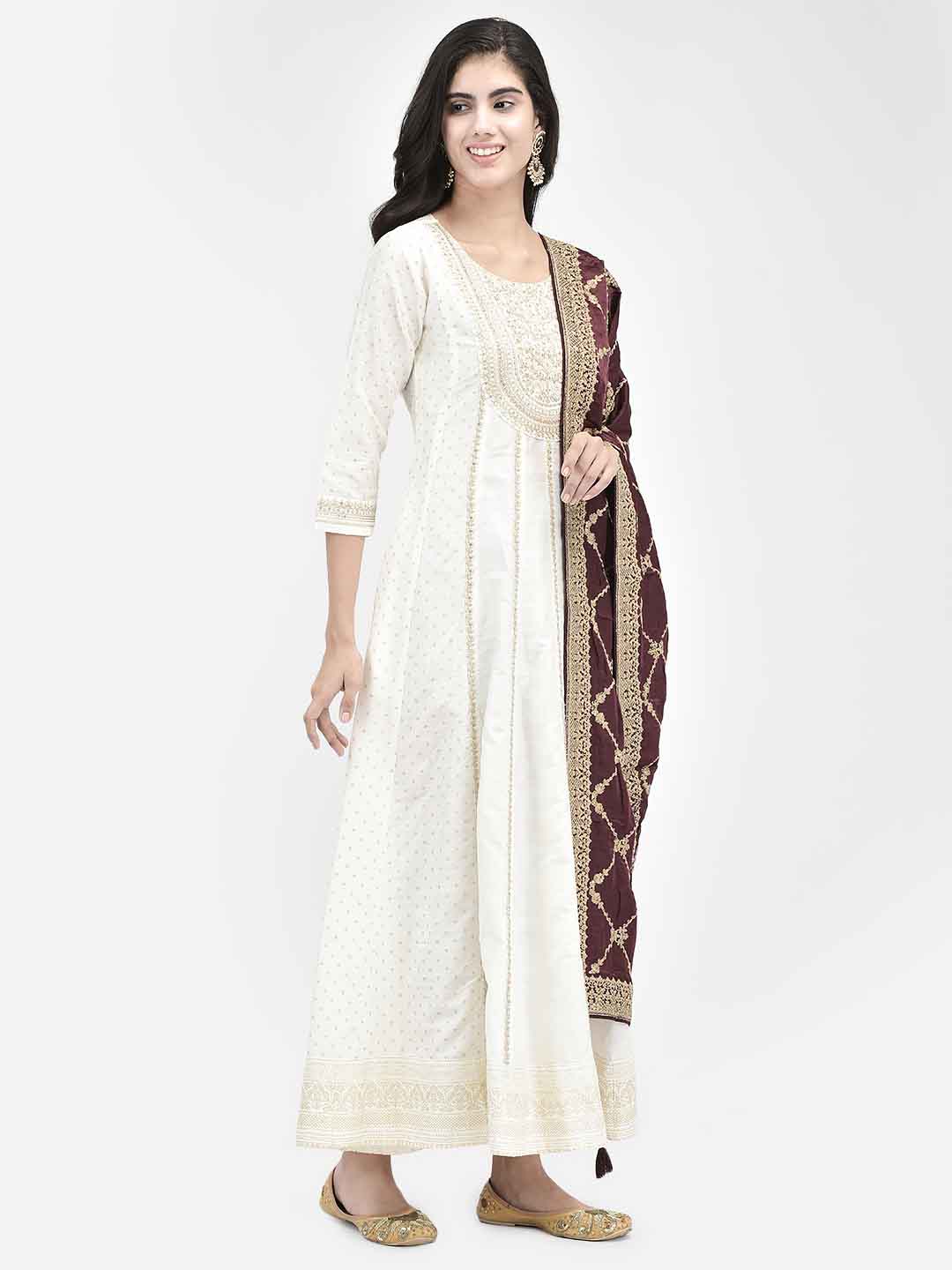 Span White Silk Festive Gown