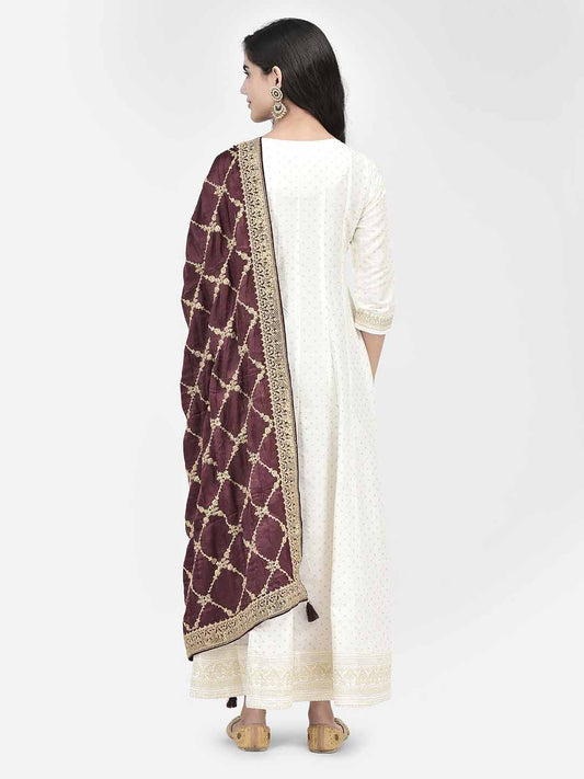 Span White Silk Festive Gown