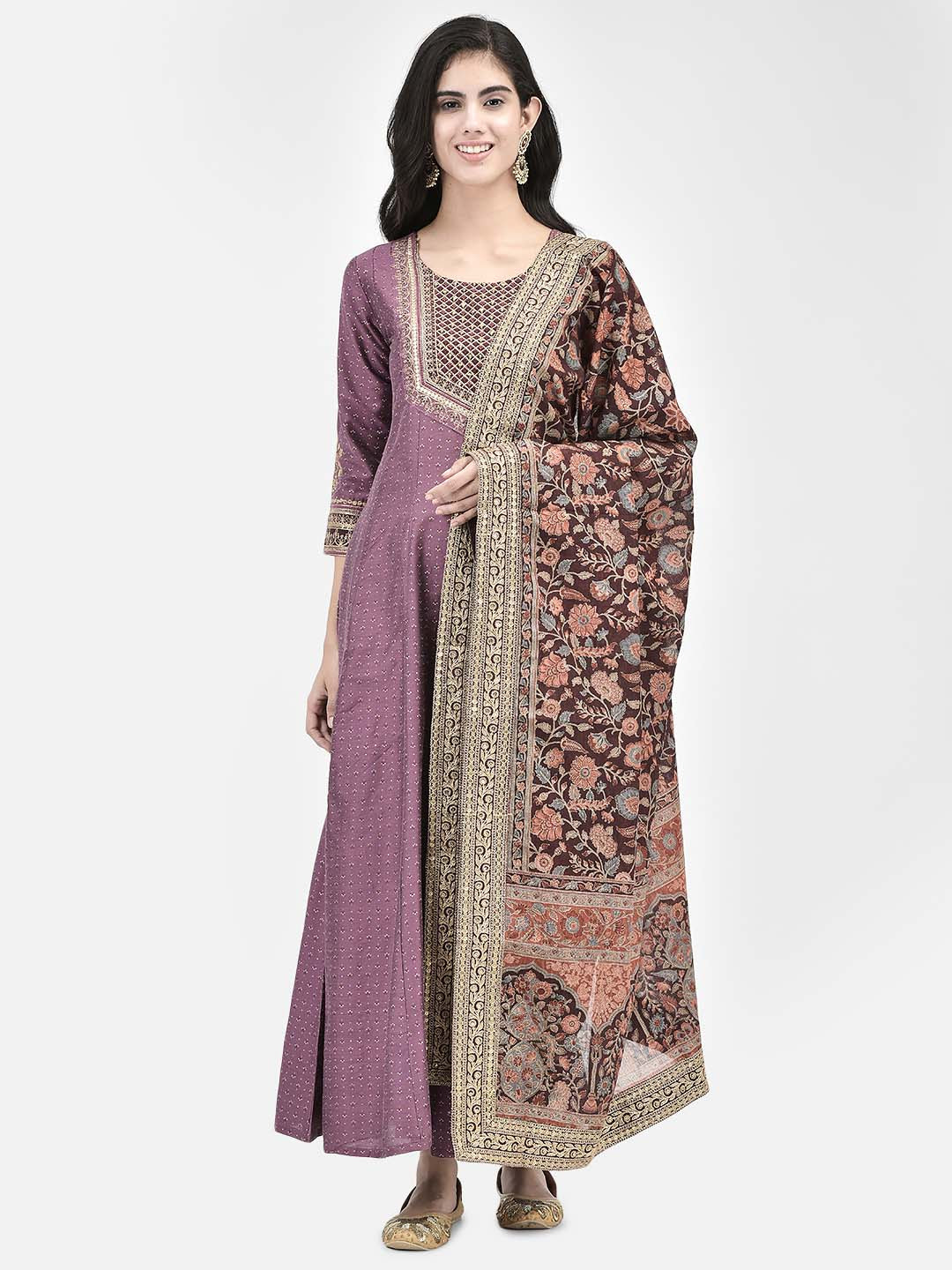 Span Purple Silk Festive Gown