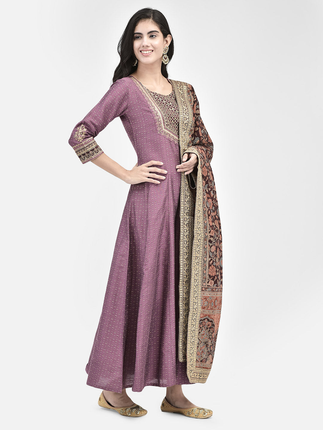 Span Purple Silk Festive Gown