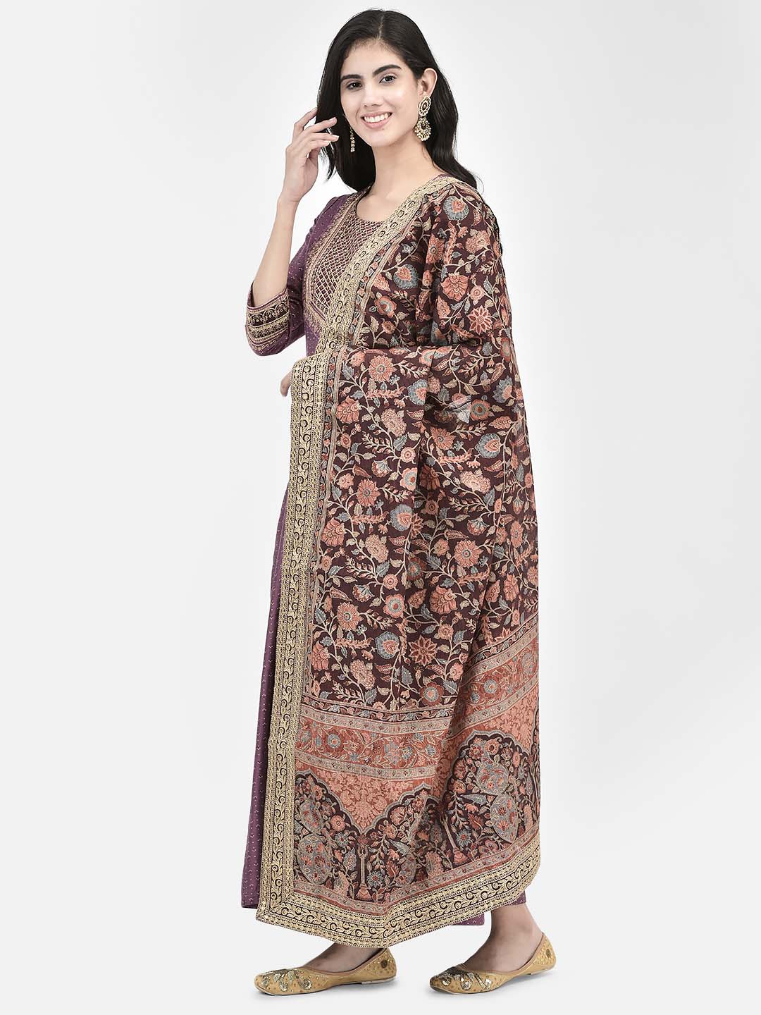 Span Purple Silk Festive Gown