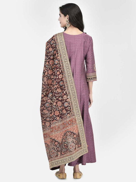 Span Purple Silk Festive Gown