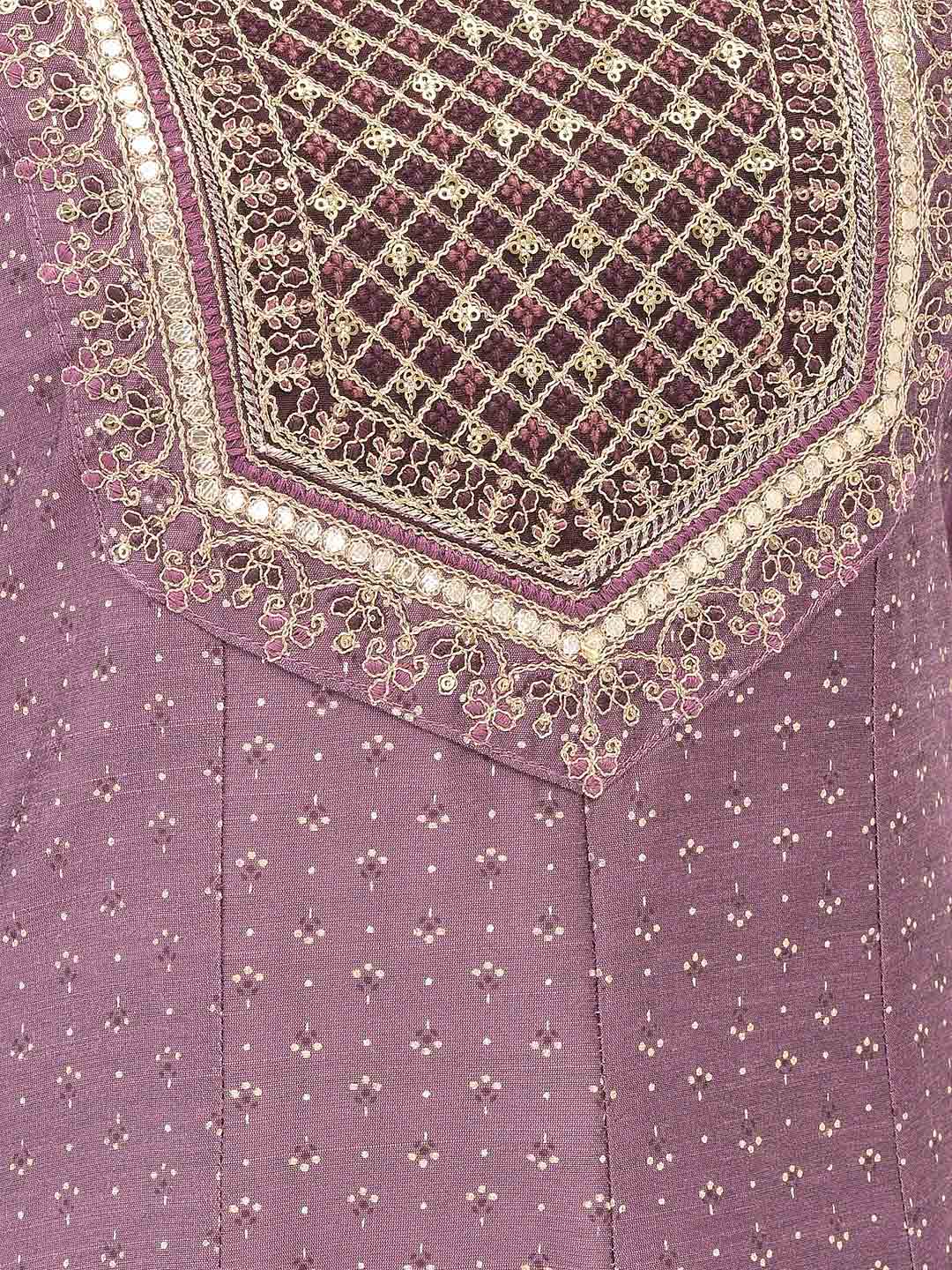 Span Purple Silk Festive Gown
