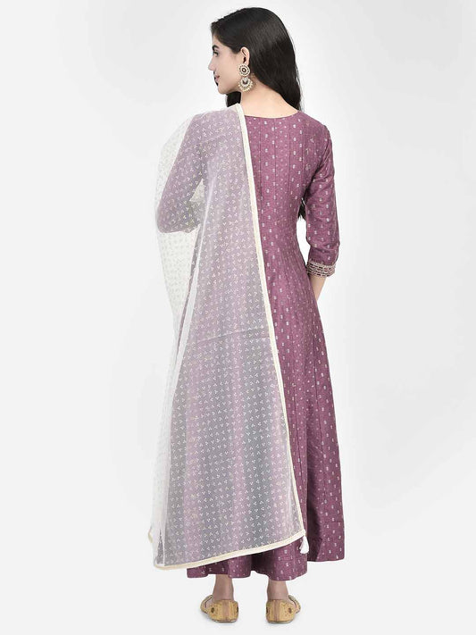 Span Purple Silk Festive Gown