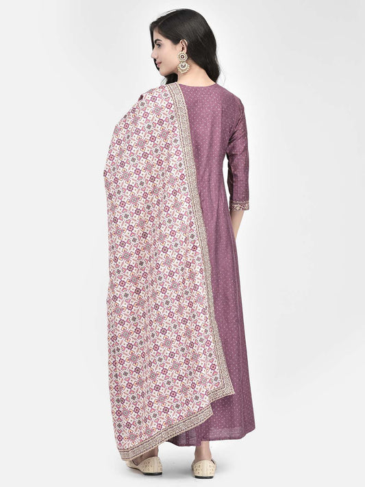 Span Purple Silk Festive Gown