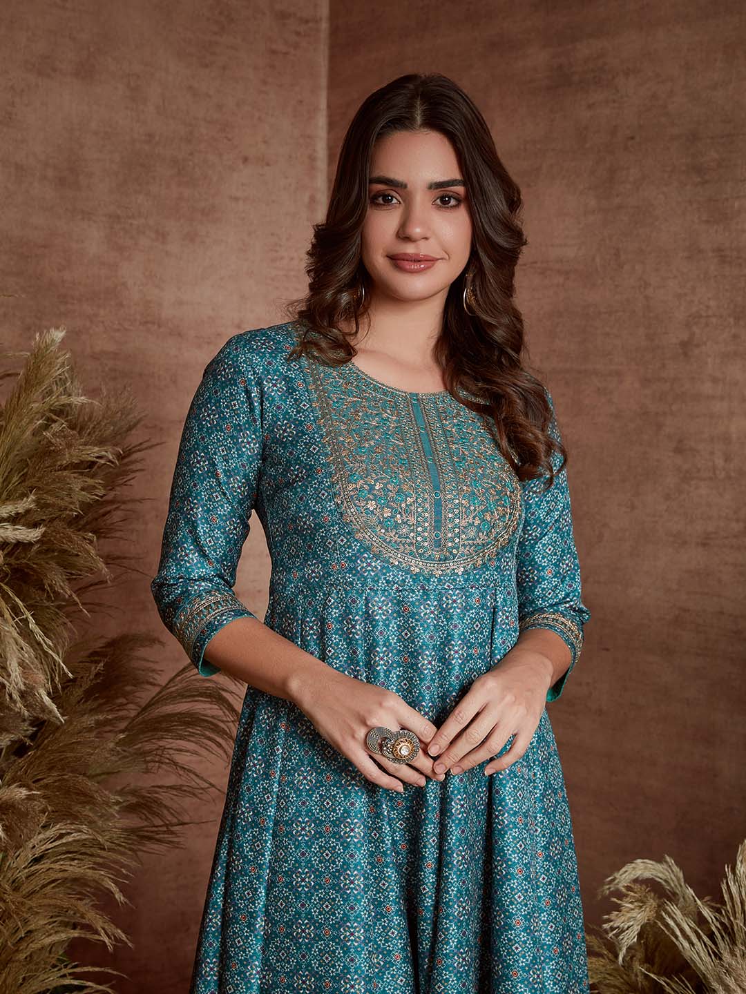 Span Green Silk Festive Gown