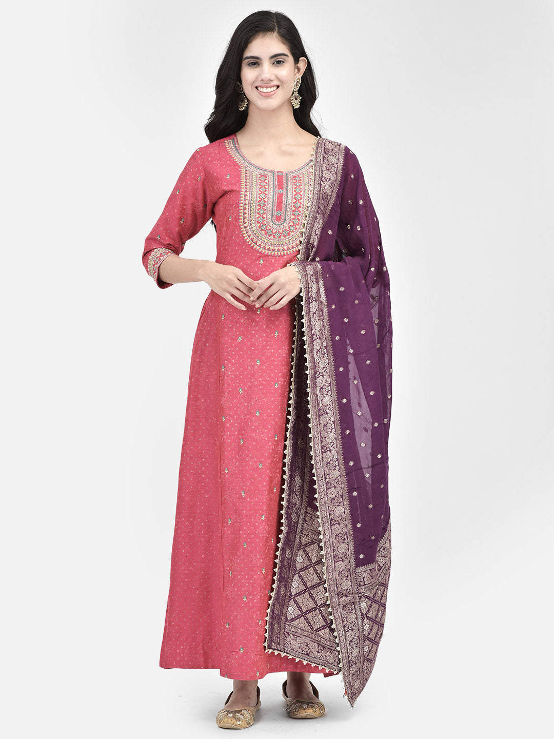 Span Pink Silk Festive Gown