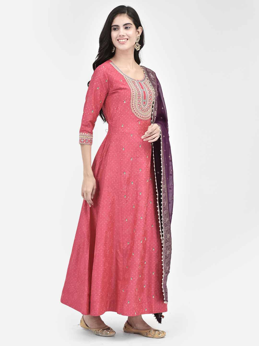 Span Pink Silk Festive Gown