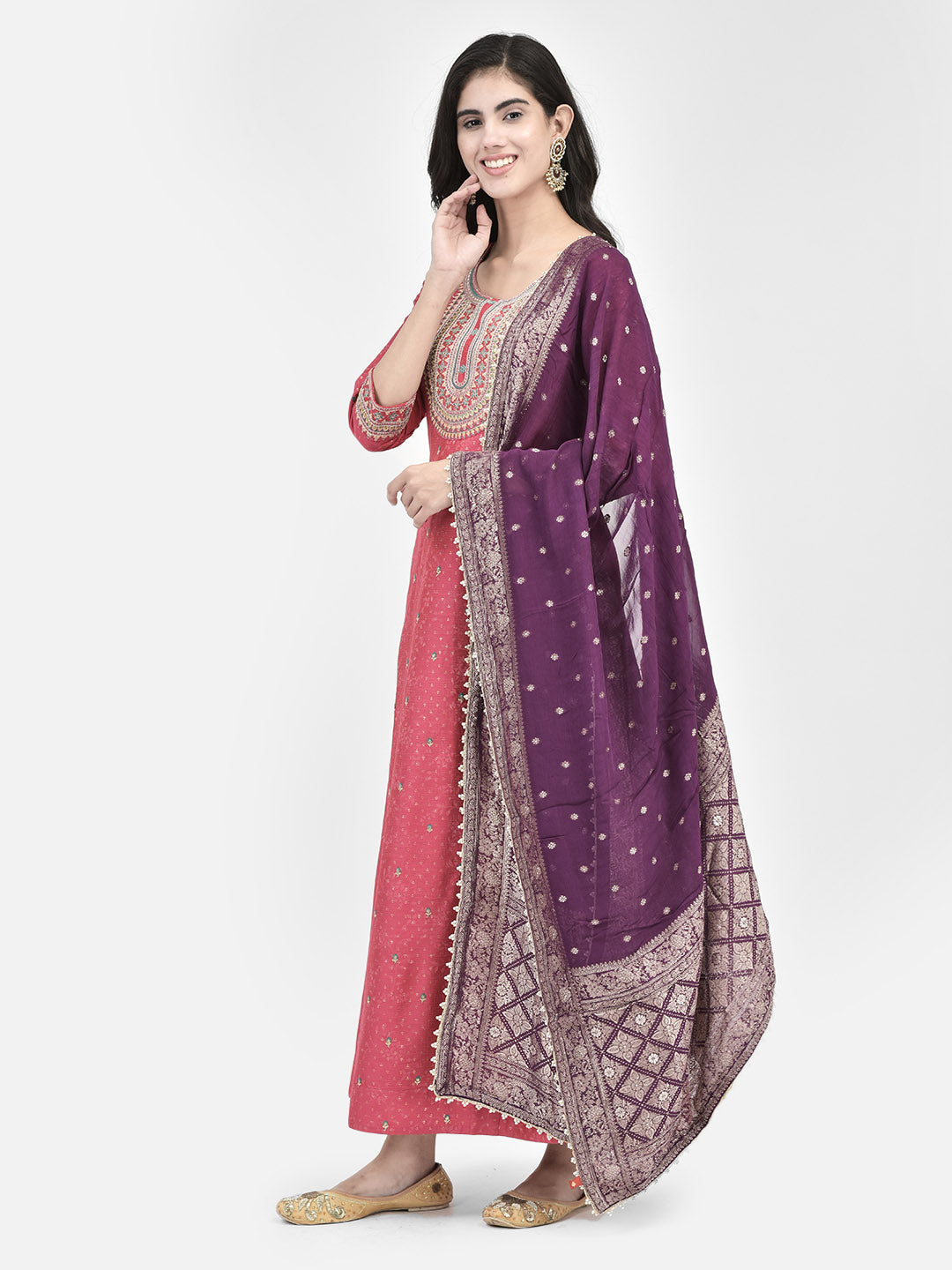 Span Pink Silk Festive Gown