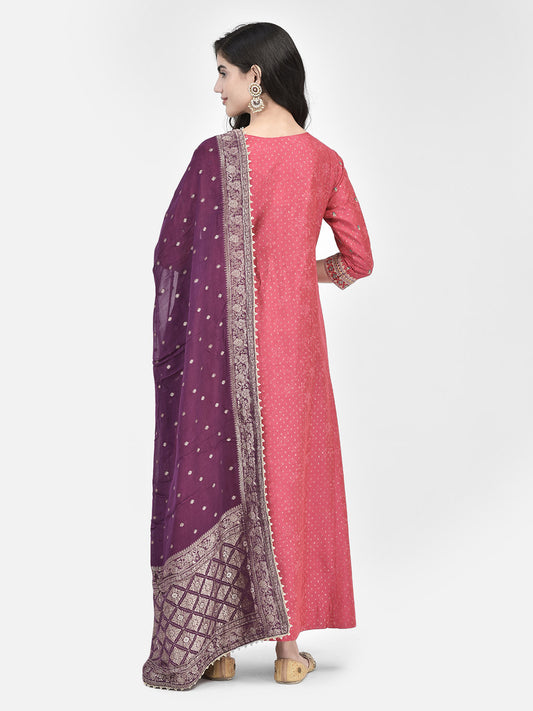 Span Pink Silk Festive Gown