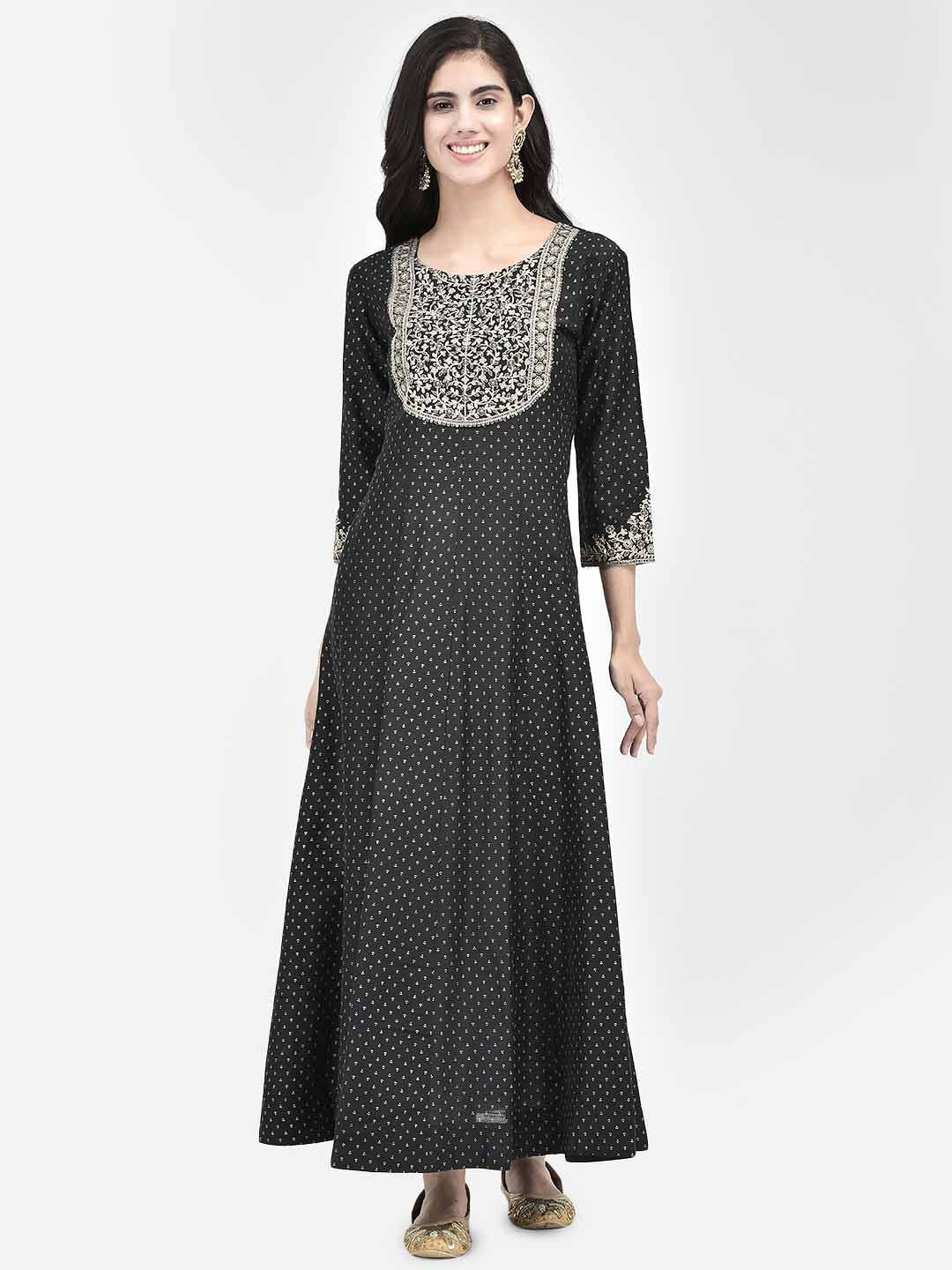 Span Black Silk Festive Gown