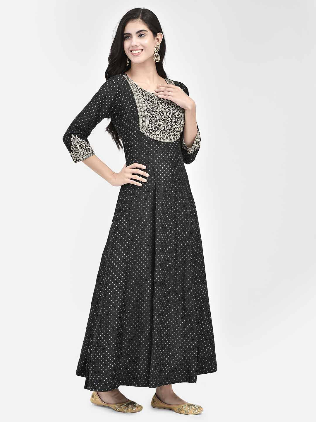 Span Black Silk Festive Gown