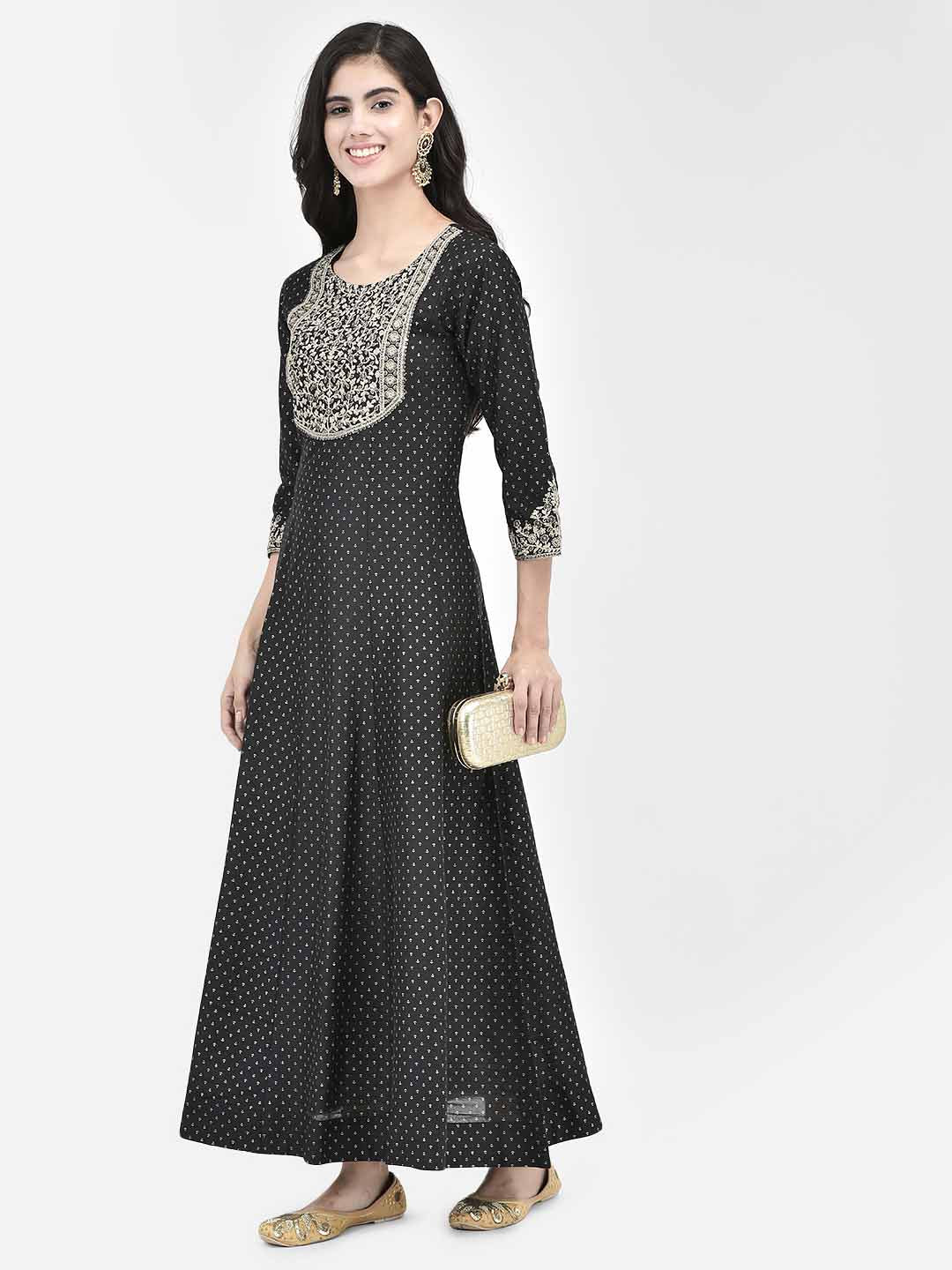 Span Black Silk Festive Gown