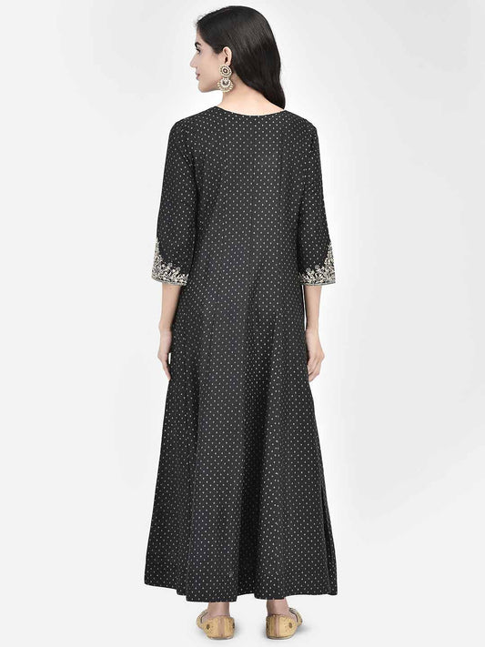 Span Black Silk Festive Gown