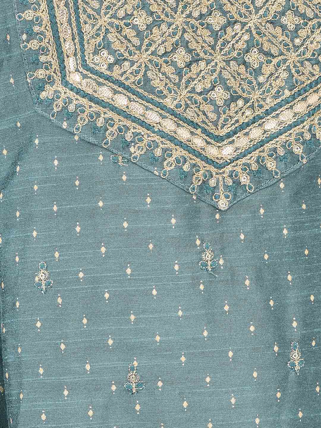 Span Green Silk Festive Gown