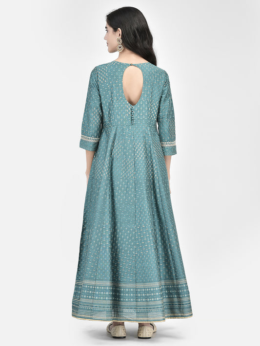 Span Green Silk Festive Gown