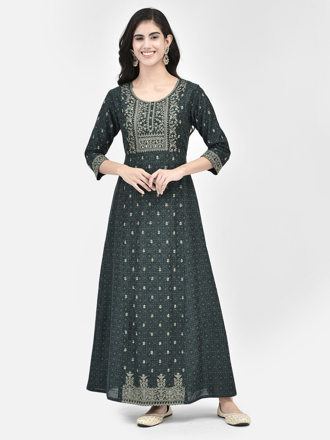 Span Green Silk Festive Gown